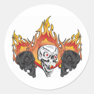 Sticker Rond Crâne de flamme