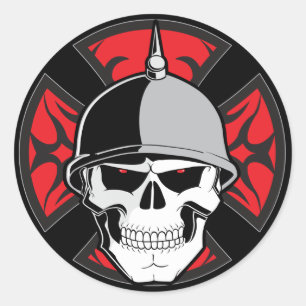 Sticker Rond Crâne de la croix ronde tribale
