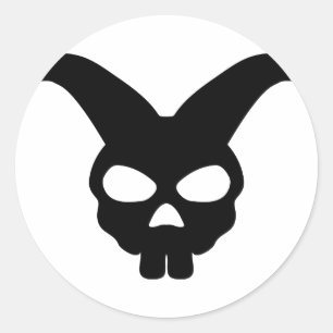 Sticker Rond crâne de lapin noir