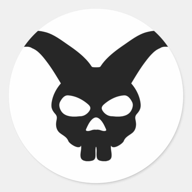 Sticker Rond crâne de lapin noir (Devant)