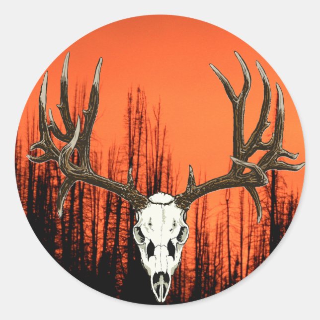 Sticker Rond Crâne de Mule Deer (Devant)