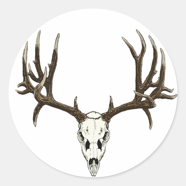 Sticker Rond Crâne de Mule Deer (Devant)