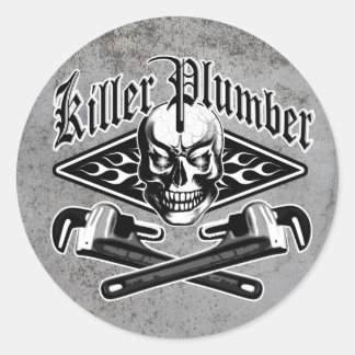 Sticker Rond Crâne de plomberie : plombier tueur 3.1