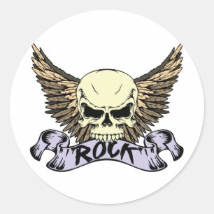 Sticker Rond Crâne de roche avec ailes