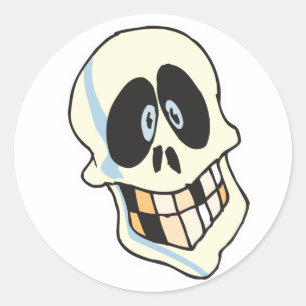 Sticker Rond crâne de squelette souriant drôle