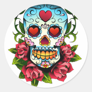 Sticker Rond Crâne de sucre
