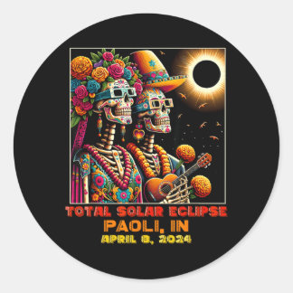 Sticker Rond Crâne de Sucre Éclipse Solaire Totale Paoli Indian