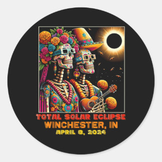 Sticker Rond Crâne de Sucre Éclipse Solaire Totale Winchester I