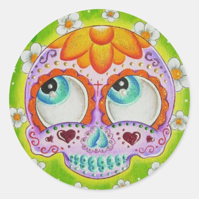 Sticker Rond Crâne de sucre Margaritas (Devant)