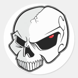Sticker Rond Crâne des yeux rouges du mal sang