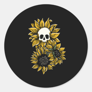 Sticker Rond Crâne dessiné à la main avec illustration de tourn