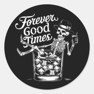 Sticker Rond Crâne d'Halloween drôle pour toujours bon moment