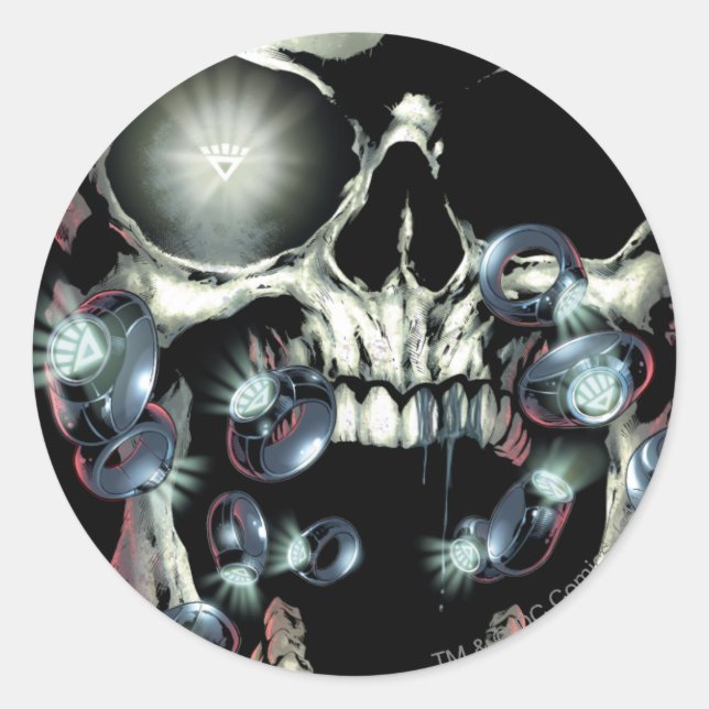 Sticker Rond Crâne et anneaux - Couleur (Devant)