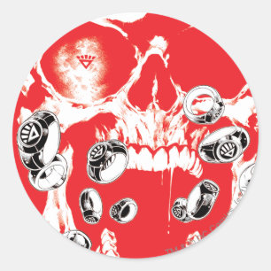 Sticker Rond Crâne et anneaux - Rouge