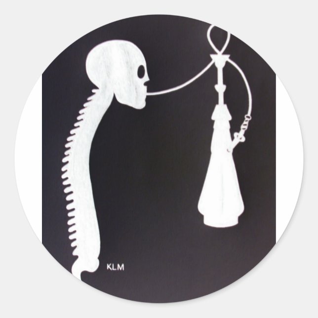 Sticker Rond Crâne et épine avec Hookah (Devant)