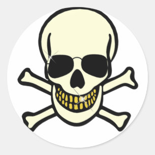 Sticker Rond Crâne et os croisés