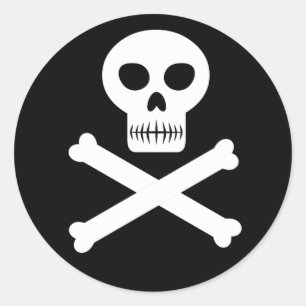 Sticker Rond Crâne et os croisés