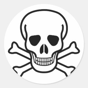 Sticker Rond Crâne et os croisés
