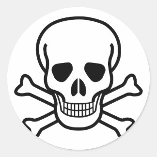 Sticker Rond Crâne et os croisés