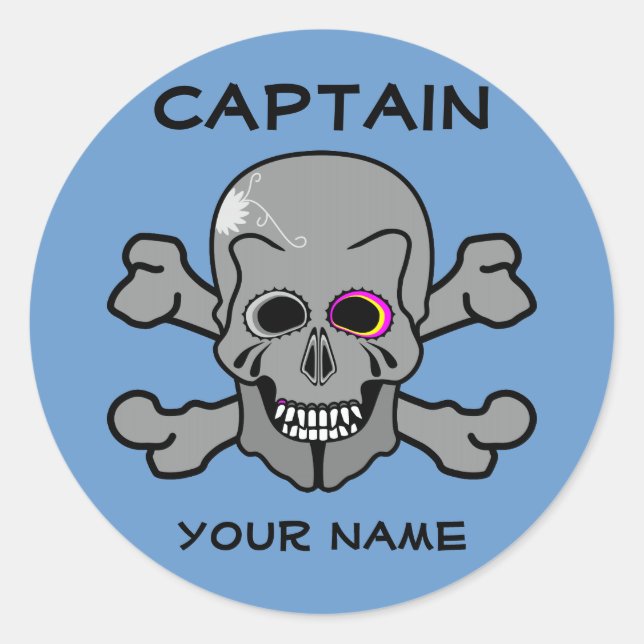 Sticker Rond Crâne et os croisés personnalisés (Devant)