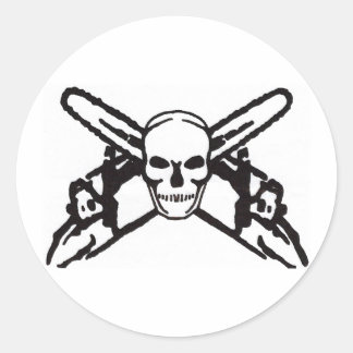 Sticker Rond Crâne et tronçonneuses
