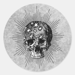 Sticker Rond Crâne étoilé