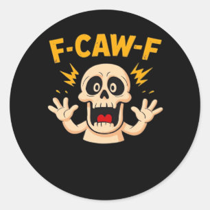 Sticker Rond Crâne F-Caw-F d'Halloween
