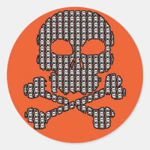 Sticker Rond Crâne fait de crânes Halloween