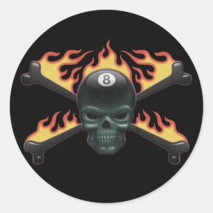 Sticker Rond Crâne flamme 8