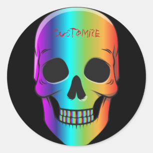 Sticker Rond Crâne humain psychédélique Thunder_Cove