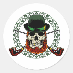 Sticker Rond Crâne Leprechaun
