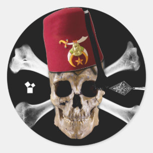Sticker Rond Crâne maçonnique de Shriner Tipped Fès.