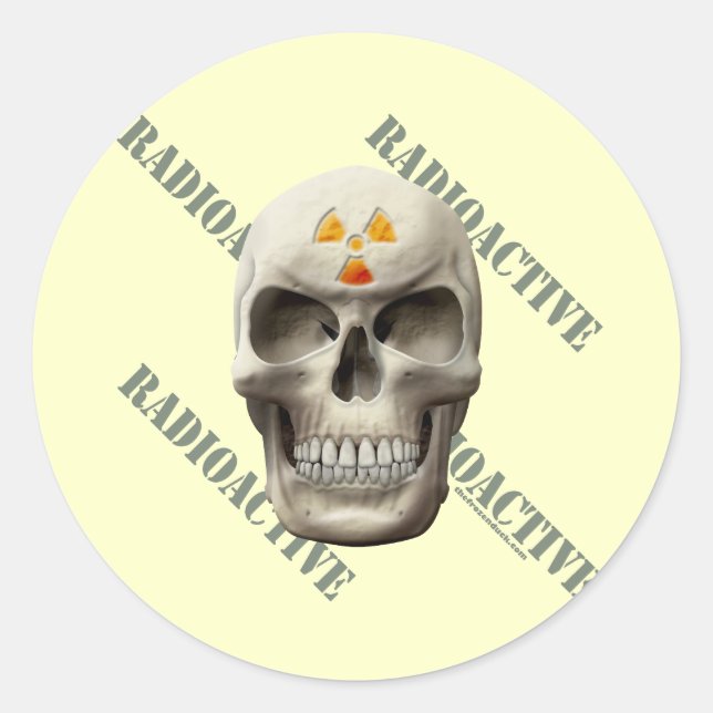 Sticker Rond Crâne mal radioactif (Devant)
