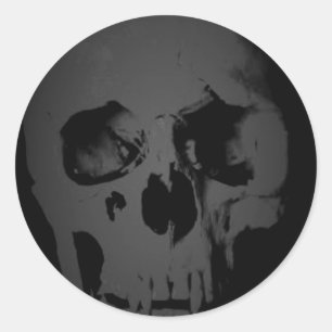Sticker Rond Crâne noir blanc Squelette Imaginaire Art métal lo