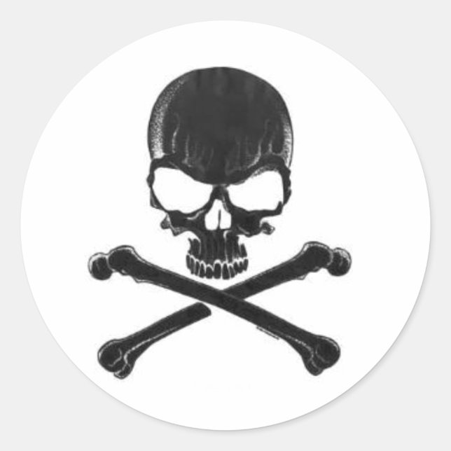 Sticker Rond Crâne noir/os croisées (Devant)