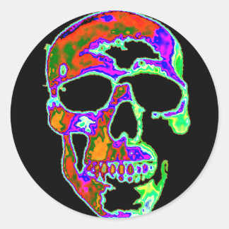 Sticker Rond Crâne psychédélique