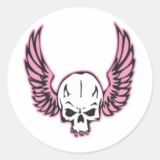 Sticker Rond crâne rose