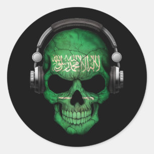 Sticker Rond Crâne saoudien personnalisable du DJ avec