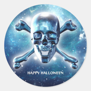 Sticker Rond Crâne spatial. Personnalisé