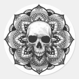 Sticker Rond Crâne sur Mandala