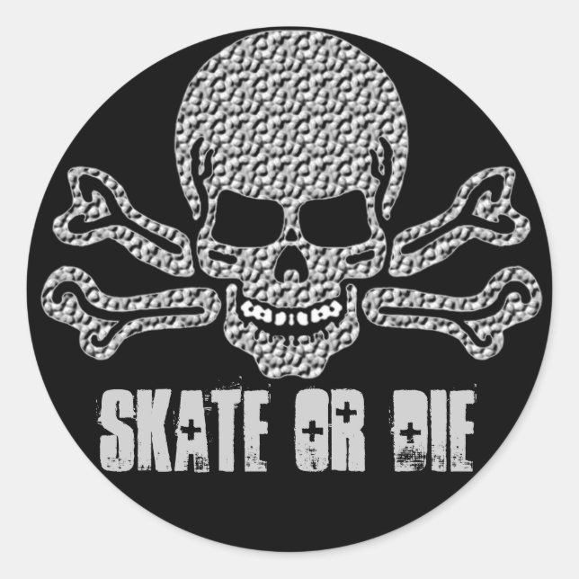 Sticker Rond crâne texturé et os croisés (Devant)