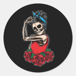 Sticker Rond Crâne vectorielle rockabiliser style vintage