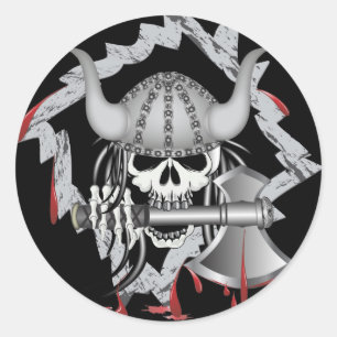 Sticker Rond Crâne viking