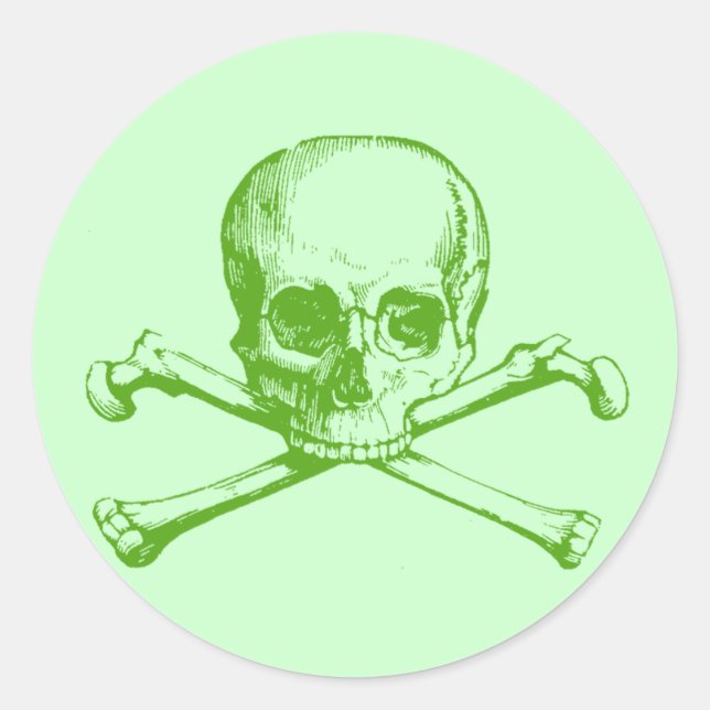 Sticker Rond Crâne vintage et os croisés (Devant)
