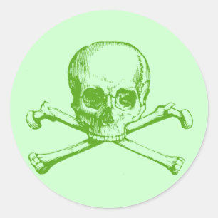 Sticker Rond Crâne vintage et os croisés