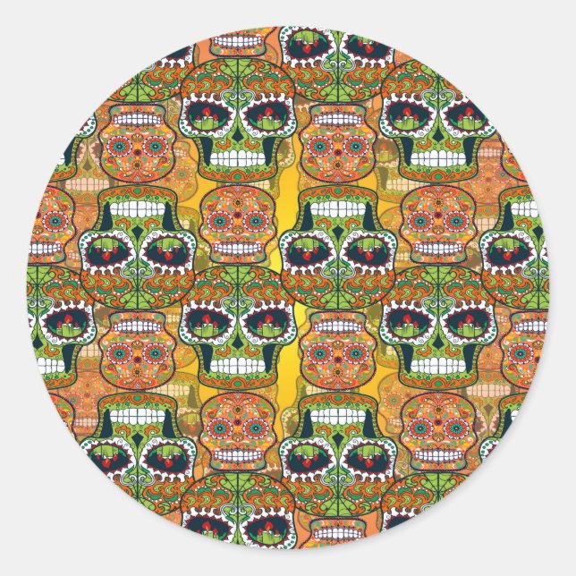 Sticker Rond Crânes à sucre (Devant)