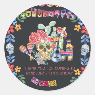 Sticker Rond Crânes en sucre Jour des Morts Anniversaire