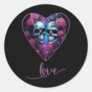Sticker Rond Crânes gothiques Amour pour l'amour de la Saint-Va