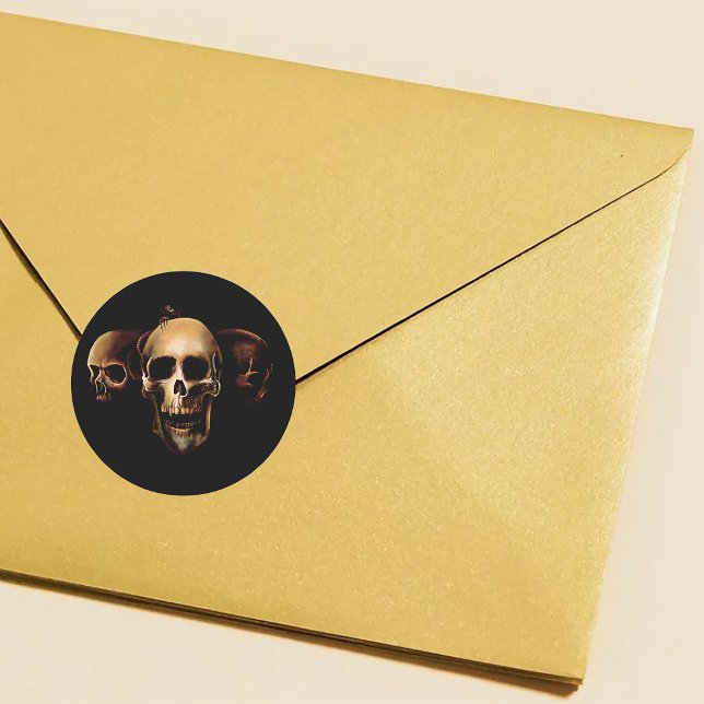 Sticker Rond Crânes humains noirs (Créateur téléchargé)