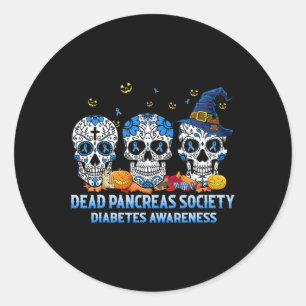 Sticker Rond Crânes Pancréas Morts Société Sensibilisation au d